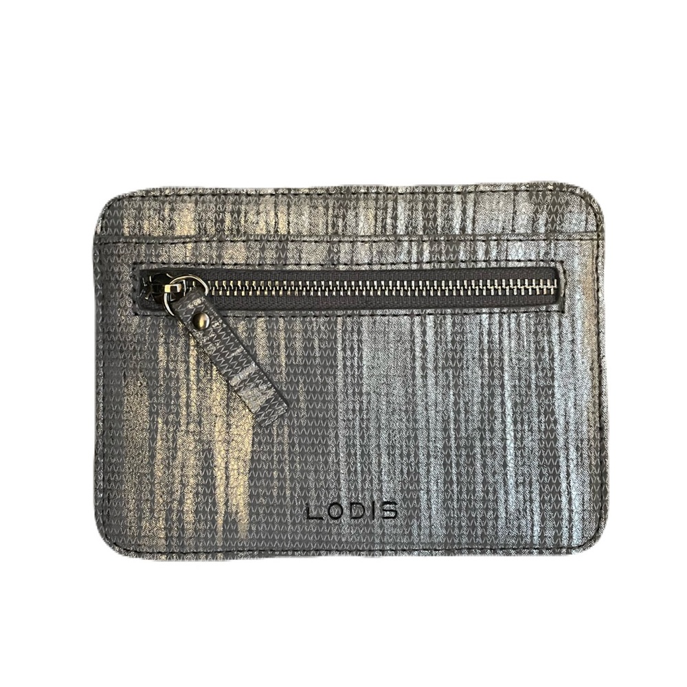 Lodis Metallic Silver Leather Card Holder